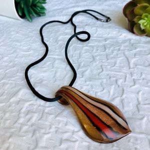 Blown Glass Necklace with Black nylon chain